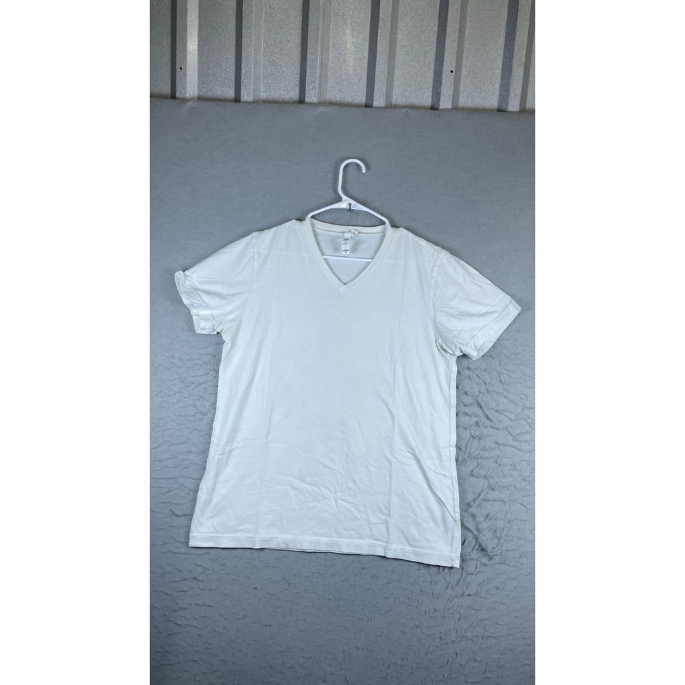 Bella+Canvas V-Neck T-Shirt Mens Size M White Good Airlume Jersey Short Sleeve